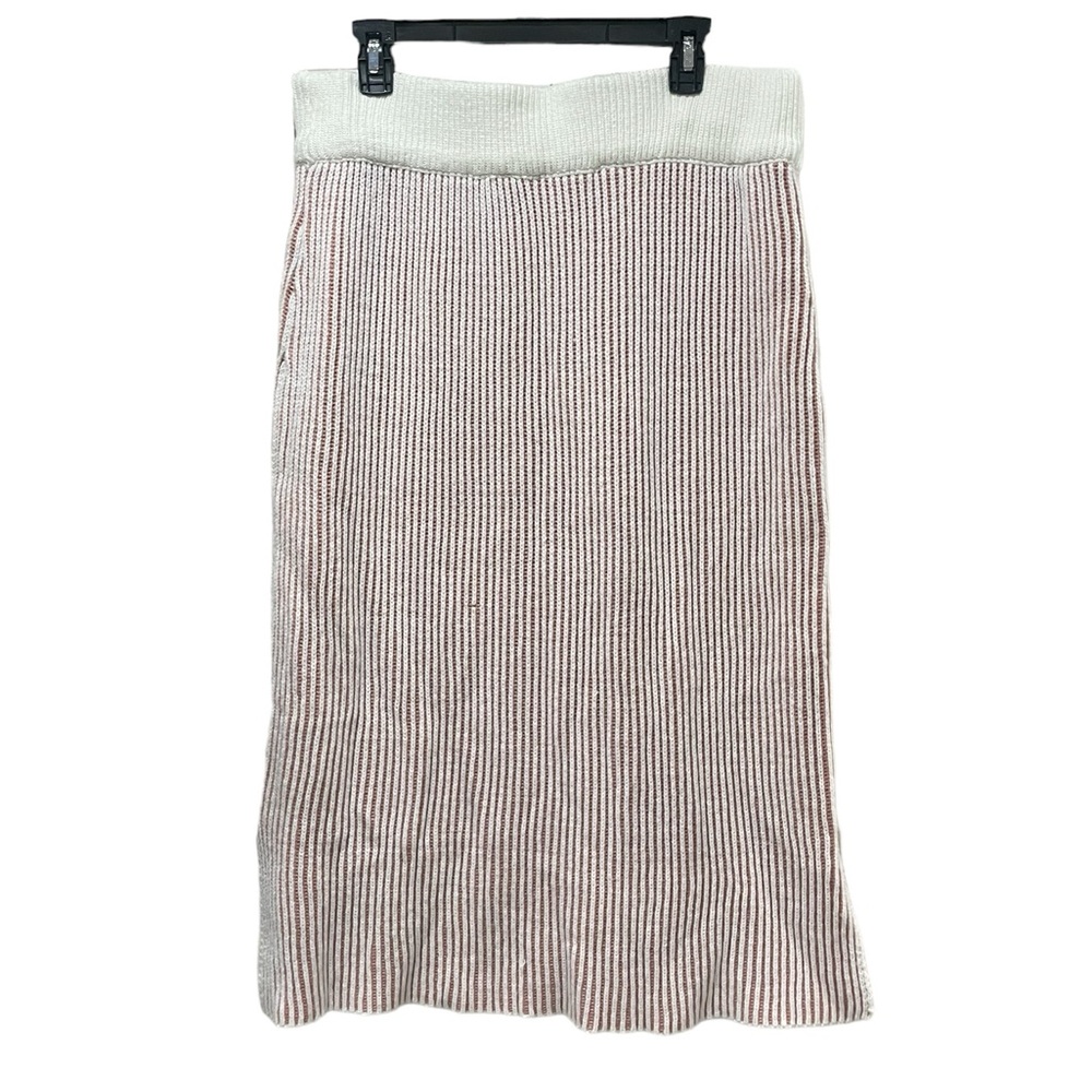 Poloram Women’s Casual White And Pink Ribbed sweater midi Skirt Size 1XL